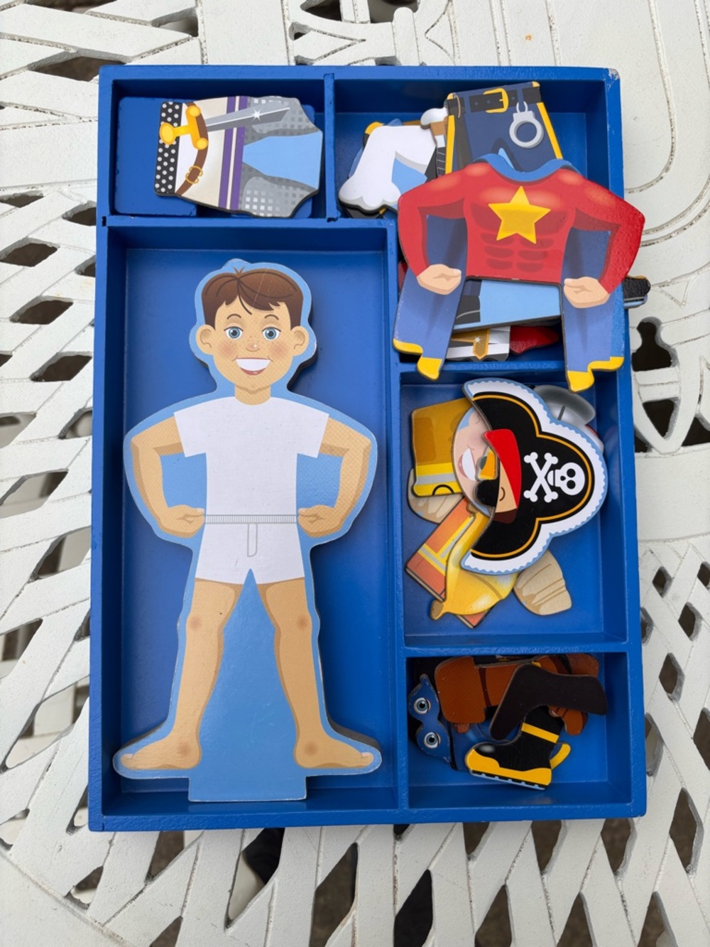 Melissa Doug Joey Magnetic Dress Up Wooden Dolls Pretend Play Set  Outfits Hats